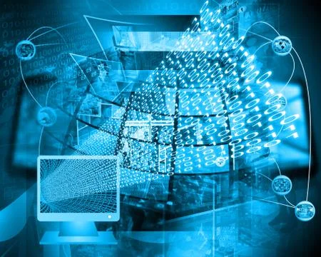 Monitor and binary code イラスト素材