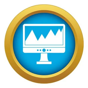 Monitor and a chart icon blue vector isolated Stock Illustration
