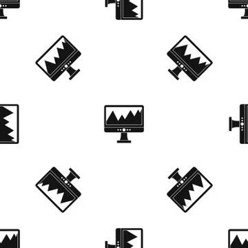 Monitor and a chart pattern seamless black Illustrazione stock