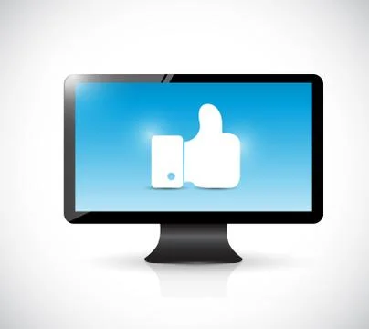 Monitor and like hand illustration Stock Illustration
