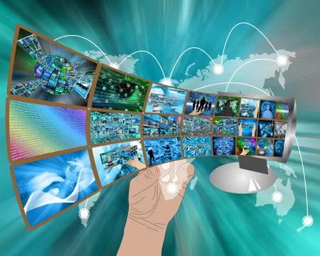 Monitor and images Stock Illustration