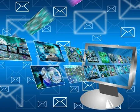 Monitor and images Stock Illustration