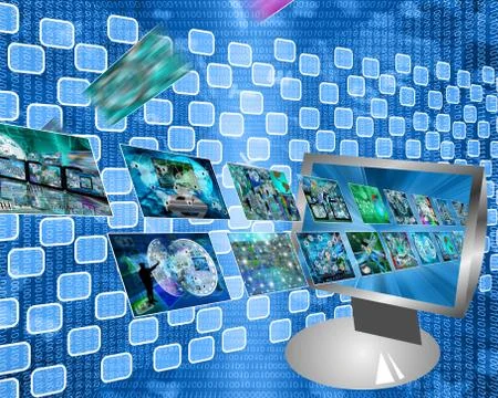 Monitor and images Stock Illustration