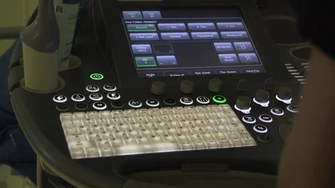 Monitor and operating table for ultrasound Stock Footage 78140746
