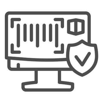 Monitor and product barcode line icon, logistic and delivery service symbol Stock Illustration
