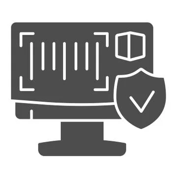 Monitor and product barcode solid icon, logistic and delivery service symbol Illustrazione stock