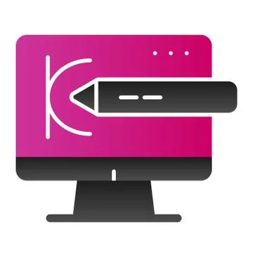 Monitor and stylus flat icon. Touchscreen display and pen color icons in trendy Stock Illustration