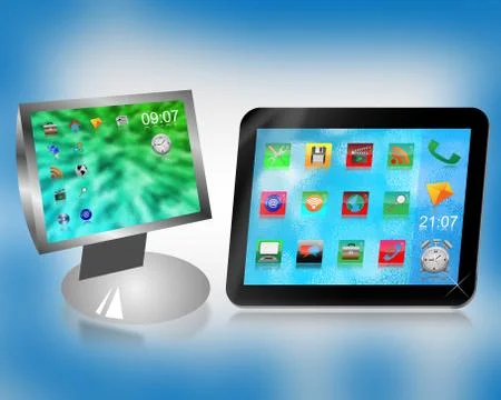 Monitor and tablet Stock Illustration