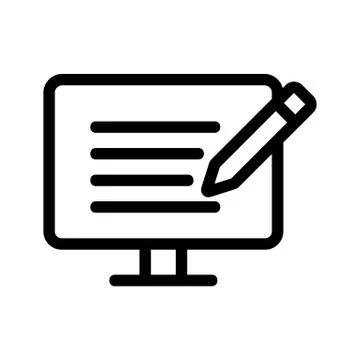 Monitor and text icon vector. Isolated contour symbol illustration Stockillustratie