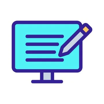 Monitor and text icon vector. Isolated contour symbol illustration Stockillustratie