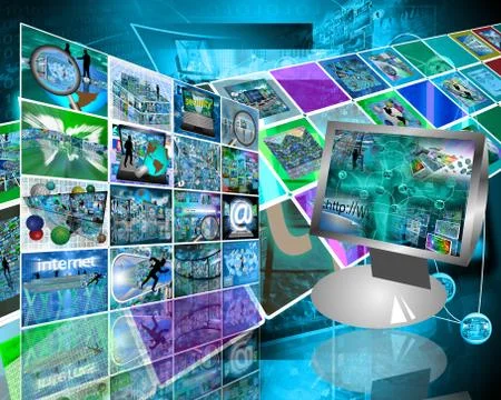 Monitor and the wall Illustrazione stock