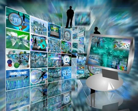 Monitor and the wall Illustrazione stock