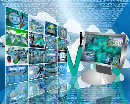 Monitor and the wall Stock Illustration