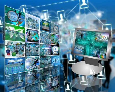 Monitor and the wall Illustrazione stock