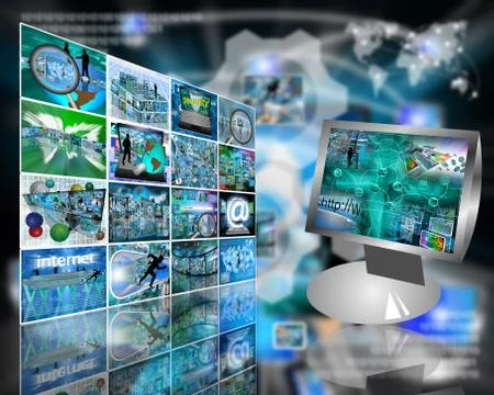 Monitor and the wall Stockillustratie