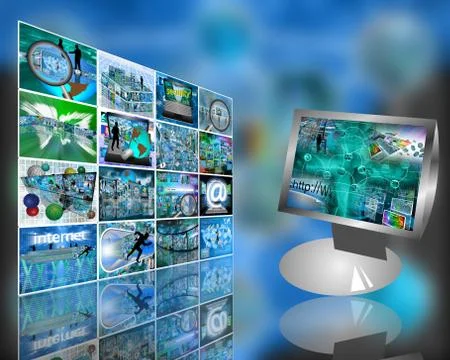 Monitor and the wall Stock Illustration