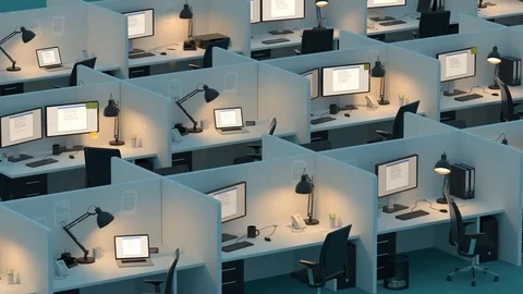 Monitor Arranged On Several Desks Video stock 73233279