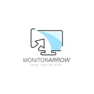 Monitor arrow logo design linear style 스톡 일러스트