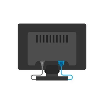 Monitor back view screen computer equipment vector icon. Electronic communica イラスト素材
