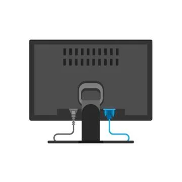 Monitor back view screen computer equipment vector icon. Electronic communica Stock Illustration