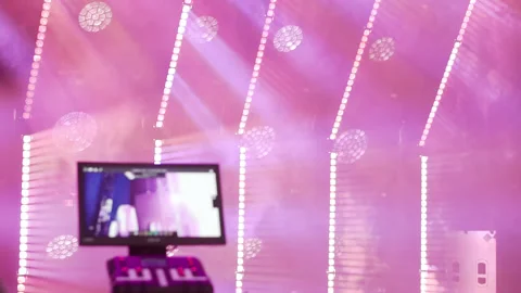 Monitor on the background of disco lights. Stock Footage 263747725