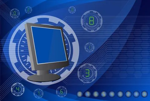 Monitor the background technologies. Stock Illustration