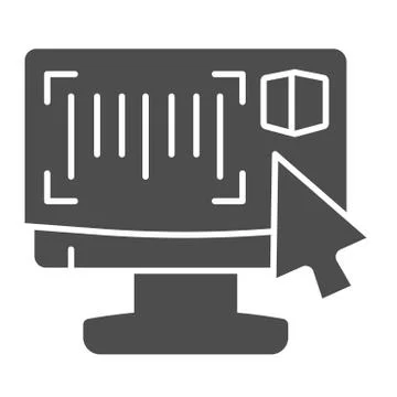 Monitor with barcode reader solid icon, logistic and delivery service symbol Illustrazione stock