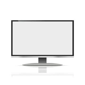 Monitor black color with blank screen isolated on the grey background. stock Stock Illustration