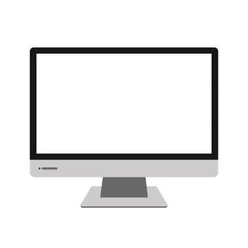 Monitor Black Color With Blank Screen Isolated On The Grey Background. Stock Stock Illustration