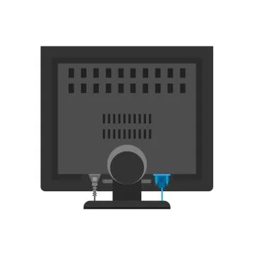 Monitor black computer illustration screen vector back view display. Technolo Stock Illustration