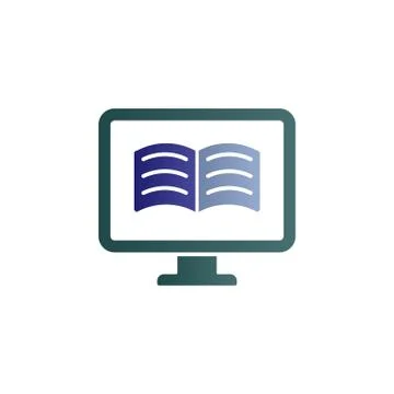 Monitor, book, online color gradient vector icon Stock Illustration
