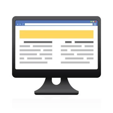 Monitor With Browser Page Template Stock Illustration