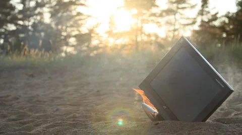 Monitor burning 1 Stock Footage 6522936