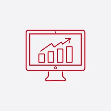 Monitor with business graph icon 스톡 일러스트