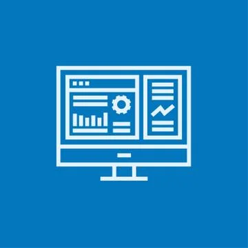 Monitor with business graphs line icon Illustrazione stock