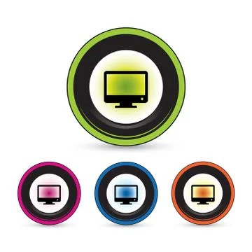 Monitor button icon set Stock Illustration