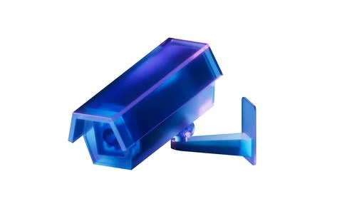 Monitor camera with dark neon light effect, 3d rendering. Stock Illustration