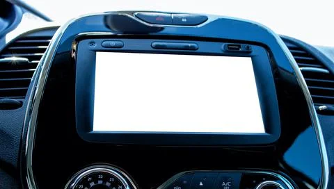 The monitor in the car with the background of the mockup. With mockup background Stock Photos