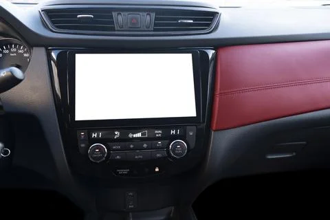Monitor in car with isolated blank screen use for navigation maps and GPS. .. Foto stock