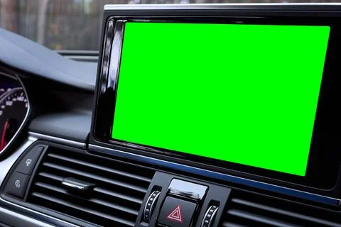 Monitor in car isolated blank screen for navigation maps and GPS rearview camera Stock Photos