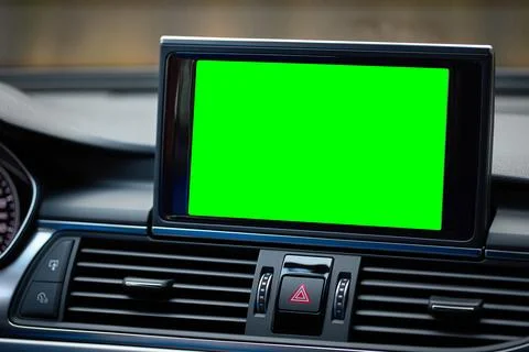 Monitor in car isolated blank screen for navigation maps and GPS rearview camera Stock Photos