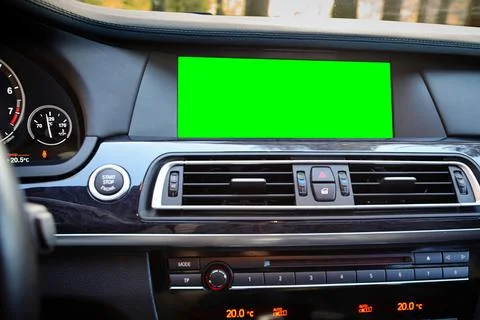 Monitor in car isolated blank screen for navigation maps and GPS rearview camera Stock Photos