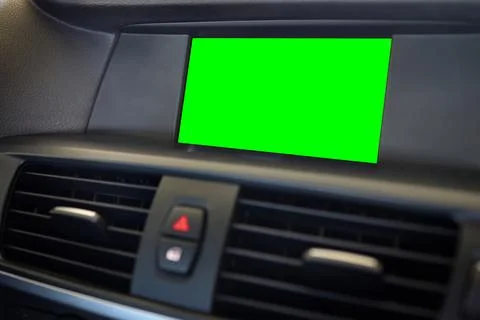 Monitor in car isolated blank screen for navigation maps and GPS rearview camera Stock Photos