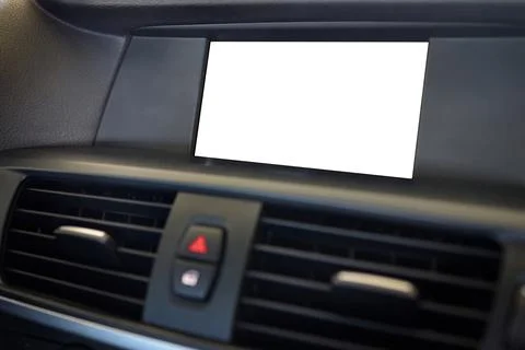 Monitor in car isolated blank screen for navigation maps and GPS rearview cam Stock Photos