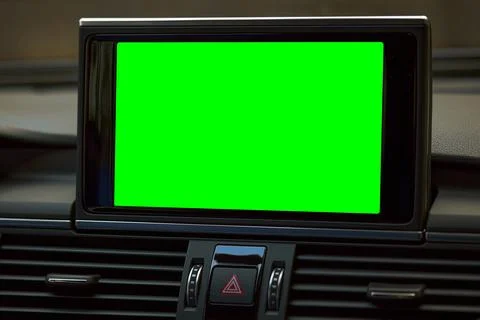 Monitor in car isolated blank screen for navigation maps and GPS rearview cam Stock Photos