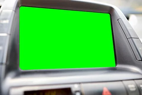 Monitor in car isolated blank screen for navigation maps and GPS rearview cam Stock Photos