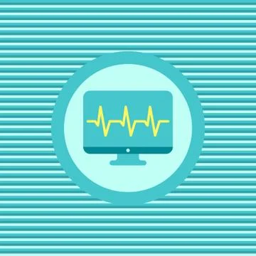 Monitor cardiogram color flat icon Illustrazione stock