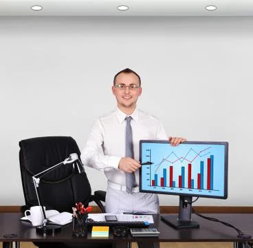 Monitor with chart Foto stock