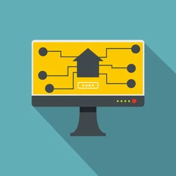 Monitor chip icon, flat style 스톡 일러스트