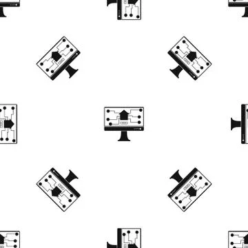 Monitor chip pattern seamless black イラスト素材